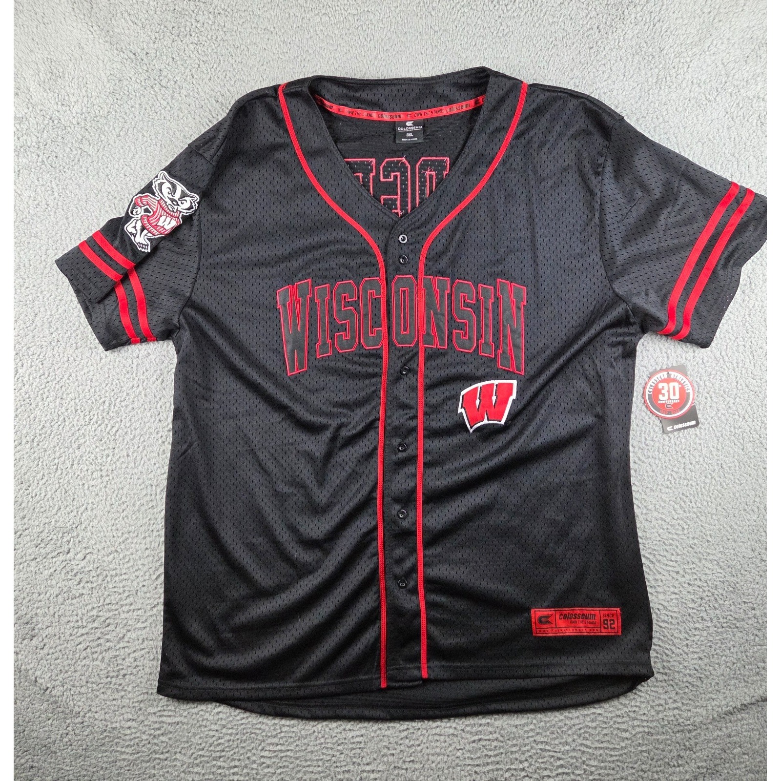 Wisconsin Badgers Baseball Jersey Men 3xl Black College Ncaa Colosseum Athletics
